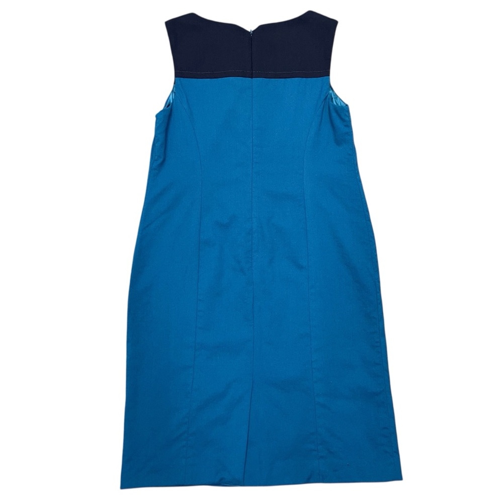 Pendleton Dress 10 Petite - Sleeveless Blue Color block Virgin Wool Made In USA